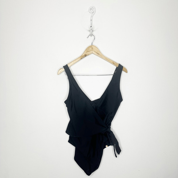 SUMMERSALT The Perfect Wrap One-Piece Sea Urchin Black v neck womens 12 - Picture 8 of 13